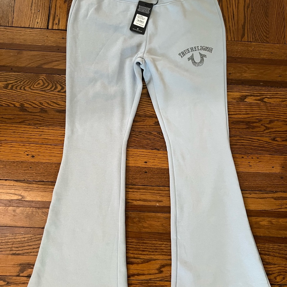True Religion Kids Powder Blue Fleece Flare Sweatpants
